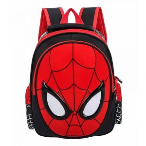 Ryggsäck 3D Spiderman mask röd med vit bakgrund