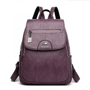 Urban Leather Backpack för kvinnor - Purple - Läderryggsäck för kvinnor Ryggsäck