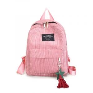 Ryggsäck i sammet för kvinnor - Rosa - Ryggsäck