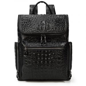 Ryggsäck i läder med alligatoreffekt - Handväska Portfölj
