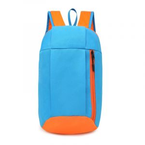 Ultralätt blå och orange ryggsäck för kvinnor med vit bakgrund