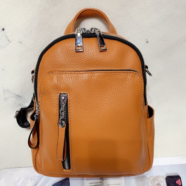 Liten Ryggsäck I Läder - Orange - Bagage Handväska