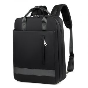 Stor nylonryggsäck - svart - ryggsäck för bärbar dator ryggsäck skolryggsäck