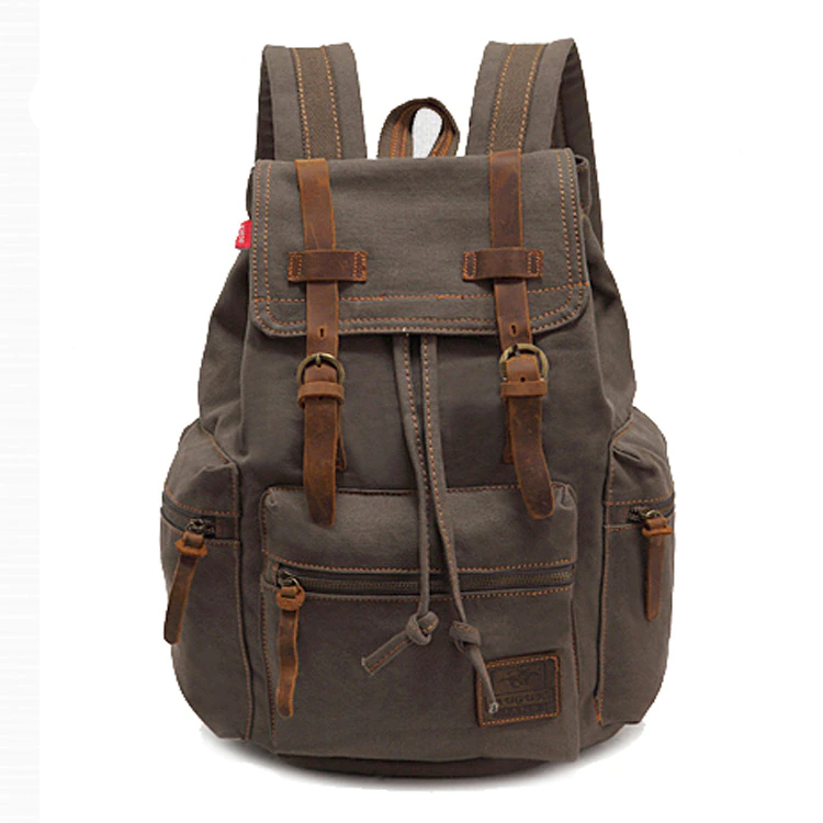 Canvasryggsäck För Män – 18L Resväska Canvas Ryggsäck För Män - Khaki - Ryggsäck Laptop Ryggsäck
