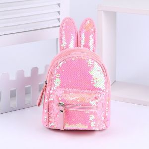 Ryggsäck med paljetter och kaninöron - rosa - handväska