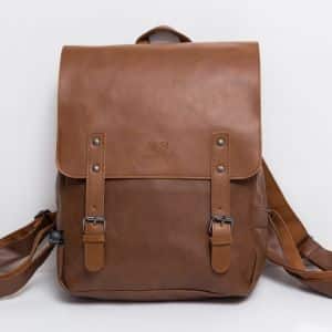 Kompakt ryggsäck i PU-läder - Orange - Vegansk väska