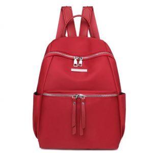 Kvinnors ryggsäck i enfärgad färg - Röd - Handväska Ryggsäck