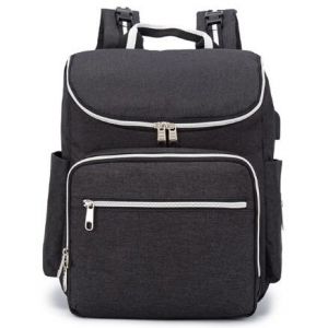 Multifunktionell skötväska med USB-port - Svart - Ryggsäck bagage