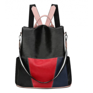 Kvinnors ryggsäck i PU-läder - svart - ryggsäck Stöldskyddad ryggsäck