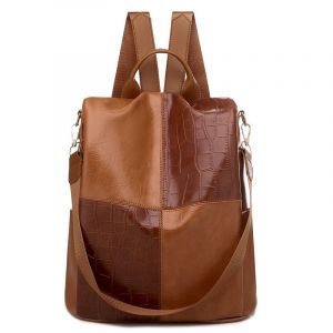 Vintage ryggsäck i syntetiskt läder - Camel - Handväska Skolryggsäck