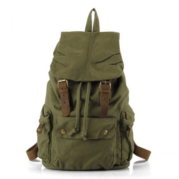 Trendy Canvas Travel Backpack - Grön - Ryggsäck Laptop Ryggsäck