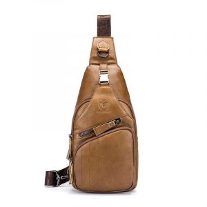 Vintage läderväska - Camel - Axelväska budbärare väska