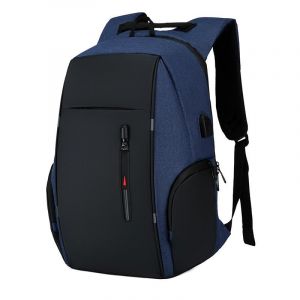 Casual ryggsäck med USB-laddare - Blå - Skolryggsäck Laptopryggsäck