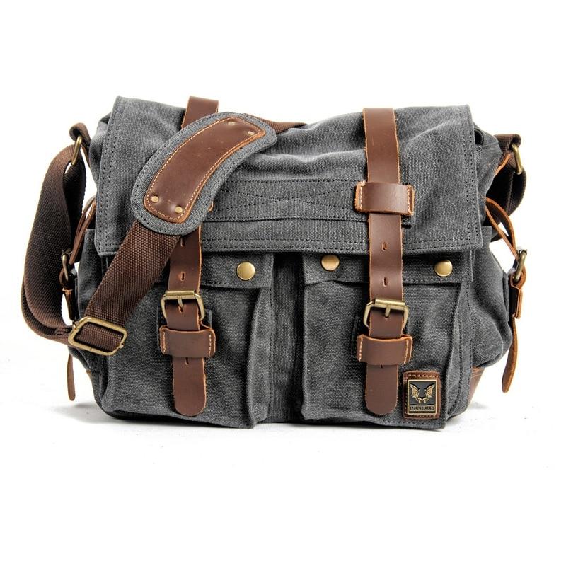 Herrväska I Canvas Och Konstläder Handväska Messenger Väska