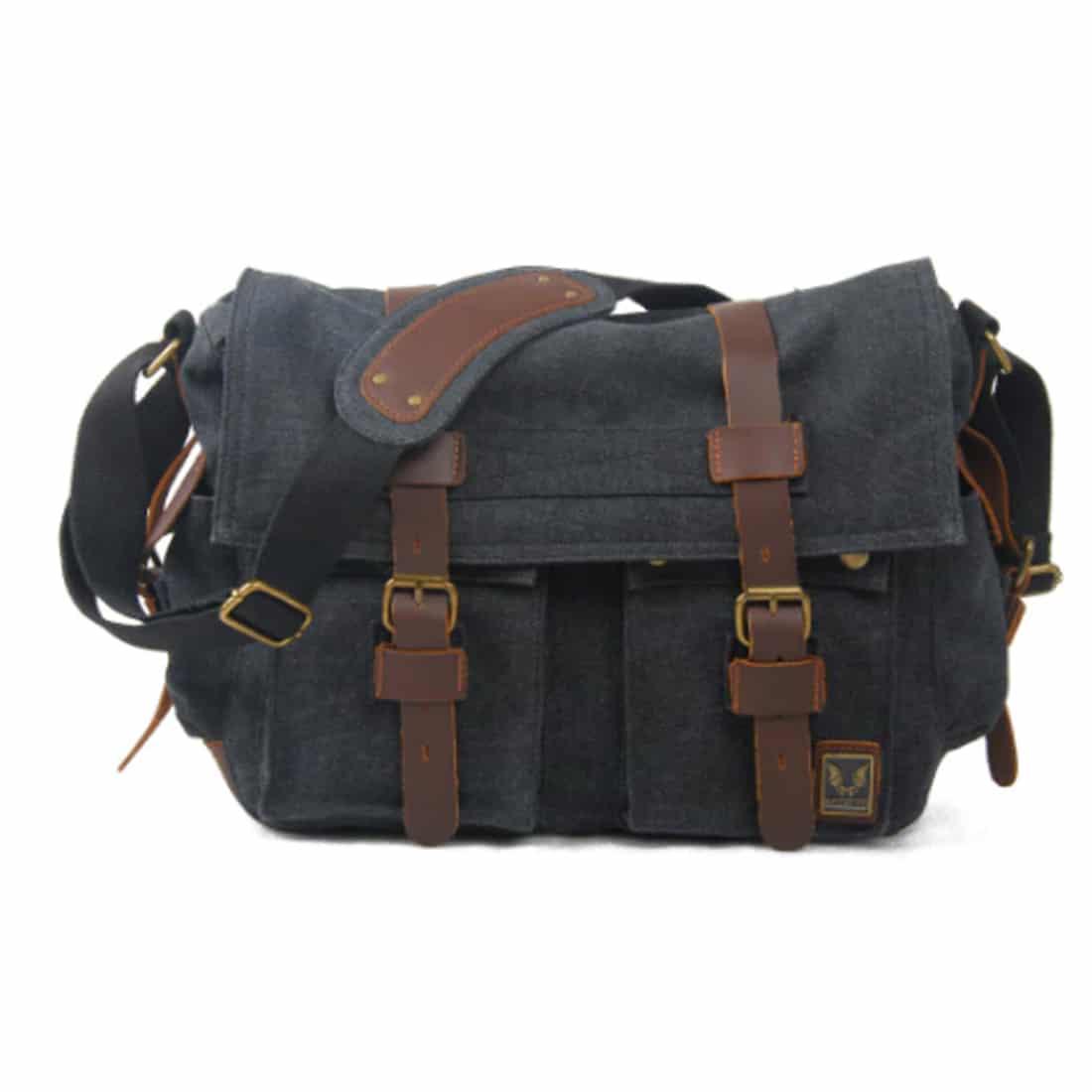 Herrväska I Canvas Och Konstläder Messenger Väska Väska