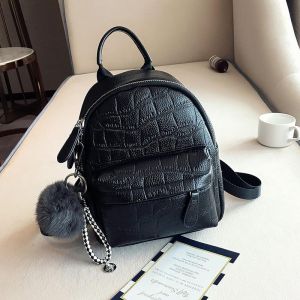 Läderväv liten ryggsäck - svart, M - Ryggsäck handväska