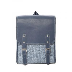 Kvinnors ryggsäck i tvåfärgat läder - Blå - Koboltblå handväska / M