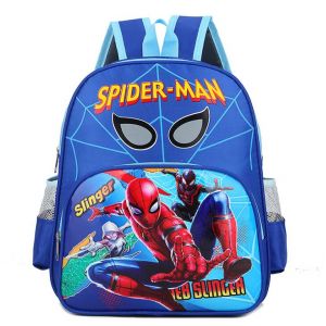 Spiderman och vänner skolryggsäck blå med vit bakgrund