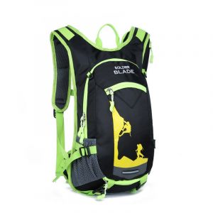 18 l vattentät ryggsäck för skidåkning och vintersport i svart och grönt med vit bakgrund