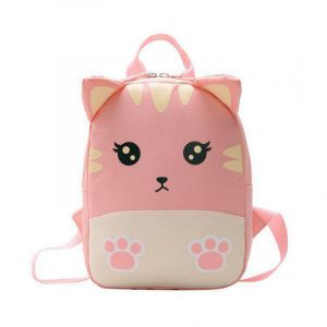 Liten rosa kattryggsäck för barn med söt look och rosa öron