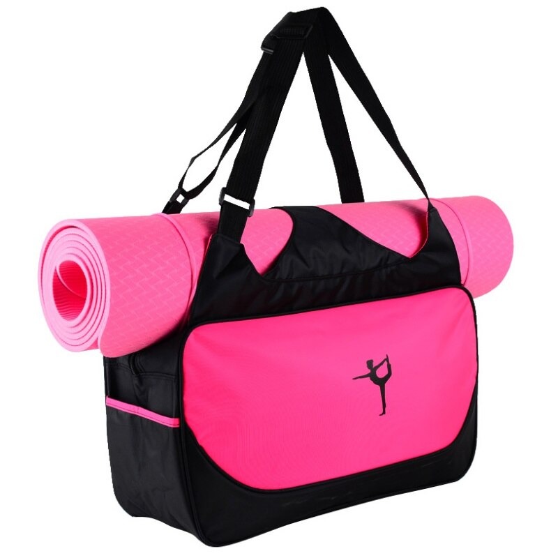 Multifunktionell yogaryggsäck rosa med vit bakgrund