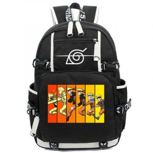 Naruto Uzumaki svart ryggsäck med orange attackmönster