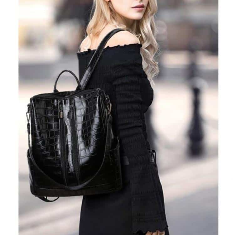 Damryggsäck Multi-Zip Krokopräglad 7150-435C03.Jpeg