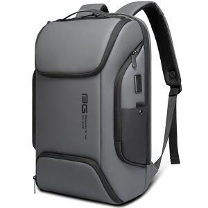 Lyxig ryggsäck för bärbar dator i grått och svart med vit bakgrund