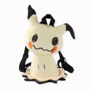 Une pelucje pokemon de couleur Blanc et noir sur un fond blanc cassé