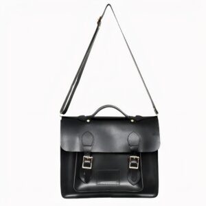 cartable noir en simili cuir pour homme, sur fond gris clair
