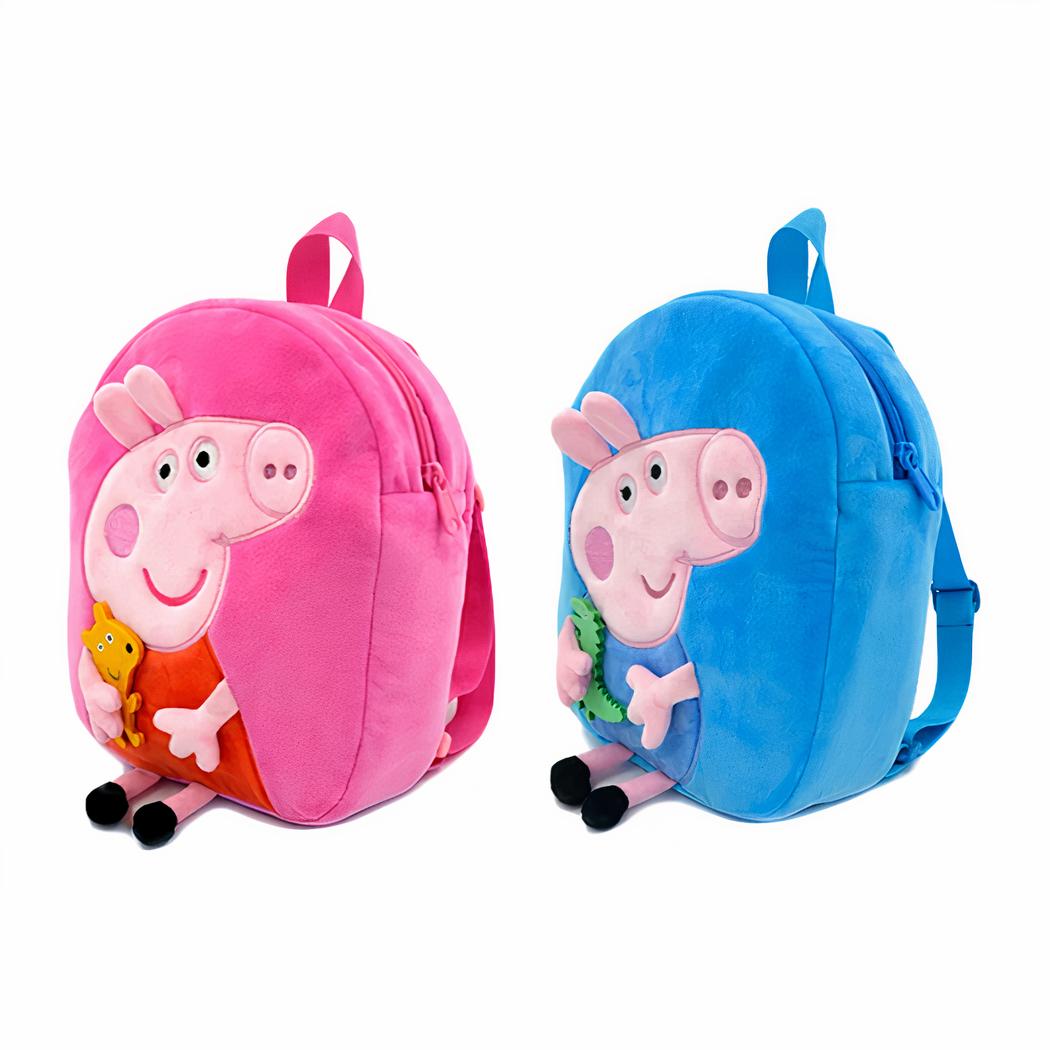 Peppa Pig Plyschryggsäck För Barn 2 Petits Sacs À Dos Pour Enfant À L'Effigie De Peppa Pig, L'Un Bleu Et L'Autre Rose, Sur Fond Blanc