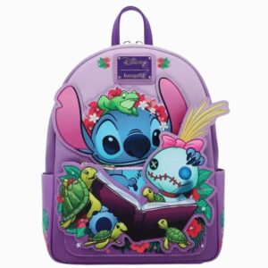 Sac à dos Stitch et ses amis sur fond blanc.