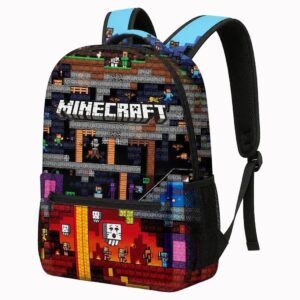 Sac à dos Minecraft aux décors du monde souterrain et Nether